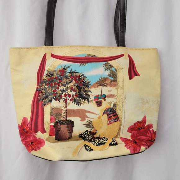 Beaded Art Purse Handbag Satchel Tropical Floral double handle Vintage Art Deco - Picture 2 of 14